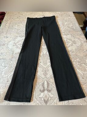 Betabrand Black Women's Flared Dress Pants with Side Stripes